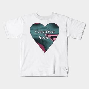 heart patterned with blue grey vinous agate slice Kids T-Shirt